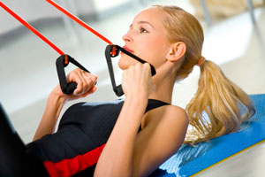 woman exercising in a home gym